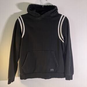 Volcom Hoodie Youth Large Black Thrifter Pullover Kangaroo Pocket Striped Sleeve